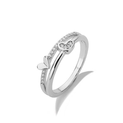 Cute Heart Ring, Zircon Heart Ring, 18K Gold Heart Ring, Punk Heart Ring, Elegant Heart Ring, Heart Fashion Ring for Women, Gift for Her