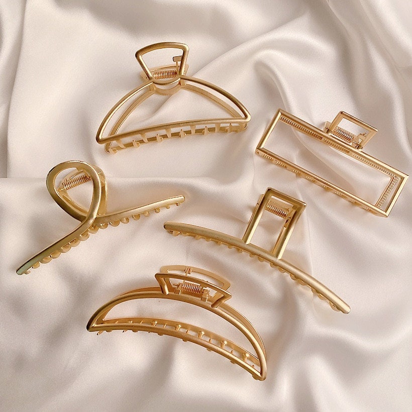 18K Gold Geometric Hair Clip, Dainty Gold Hair Clip, Minimalistic Hair Clip, Korean Fashion Hair Clip for Women, Gift for Her