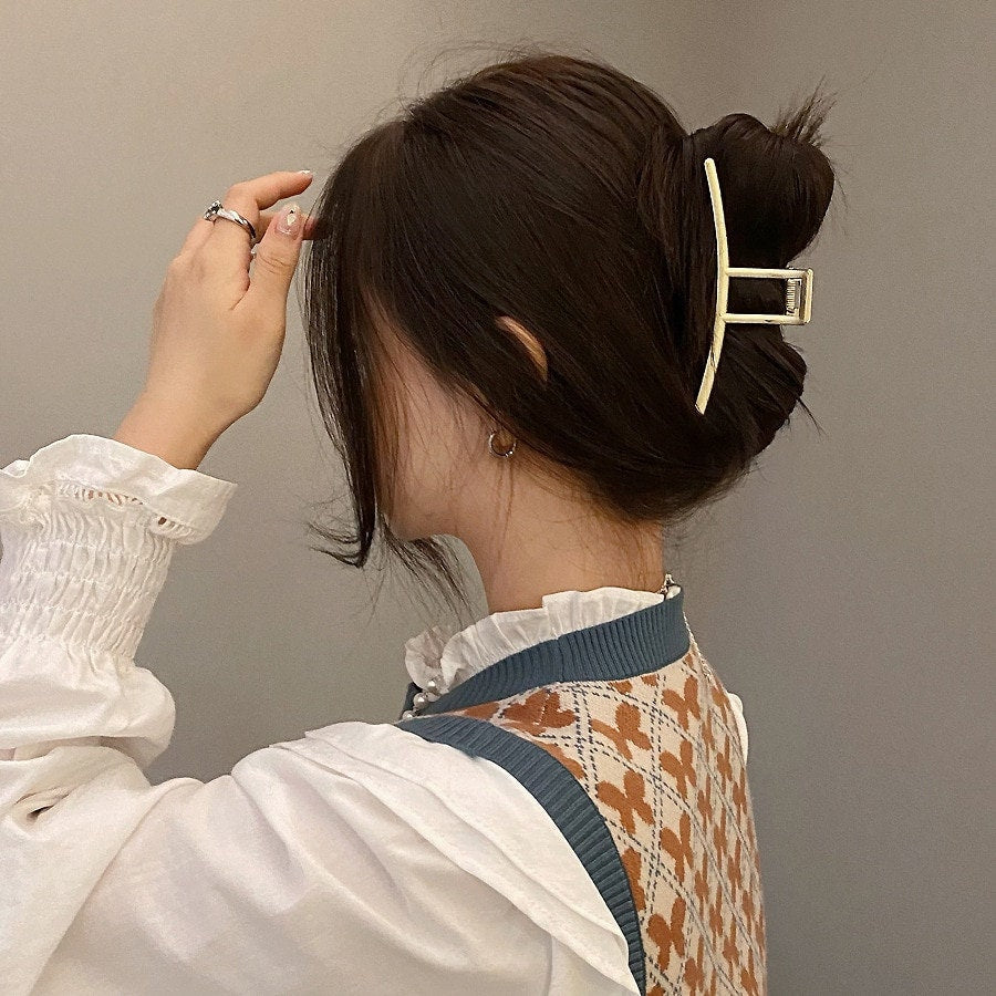 18K Gold Geometric Hair Clip, Dainty Gold Hair Clip, Minimalistic Hair Clip, Korean Fashion Hair Clip for Women, Gift for Her