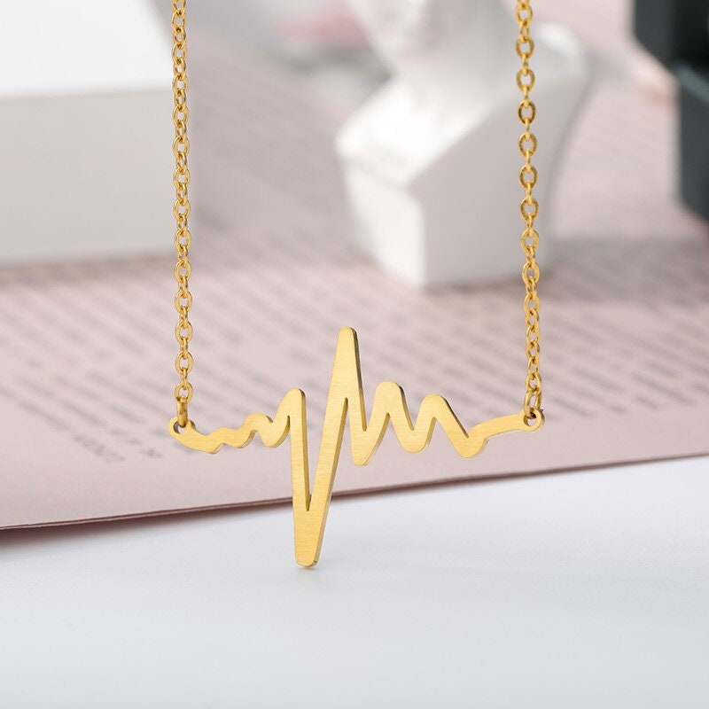 Boho Heartbeat Pulse Pendant, 18K Gold Layered Yogi Necklace, Dainty Minimalist Jewelry, Delicate Handmade for Women, Gift for Her