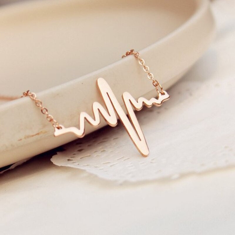 Boho Heartbeat Pulse Pendant, 18K Gold Layered Yogi Necklace, Dainty Minimalist Jewelry, Delicate Handmade for Women, Gift for Her