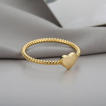 Punk Cute Heart, 18K Gold Gothic Stackable Ring, Dainty Minimalist Jewelry, Delicate Handmade for Women, Gift for Her