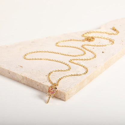 Punk Lollipop Candy Pendant, 18K Gold Layered Necklace, Gothic Dainty Minimalist Jewelry, Delicate Handmade for Women, Gift for Her