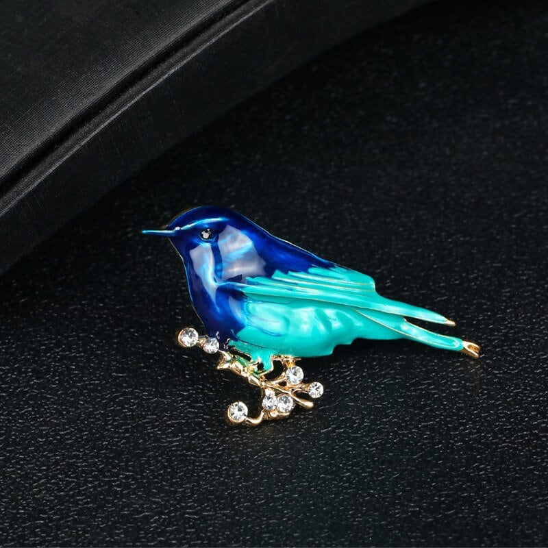 Punk Magpie Hummingbird Raven , 18K Gold Everyday Brooch Pin, Gothic Dainty Minimalist Jewelry, Delicate Handmade for Women, Gift for Her