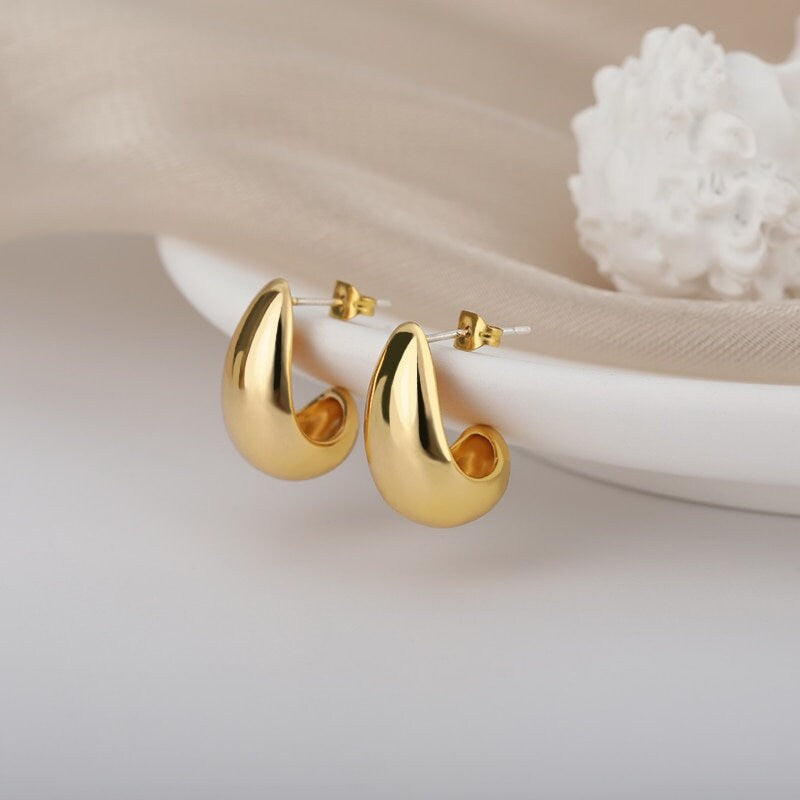 Boho Chic Hook, 18K Gold Everyday Earrings, Dainty Minimalist Jewelry, Delicate Handmade  for Women, Gift for Her