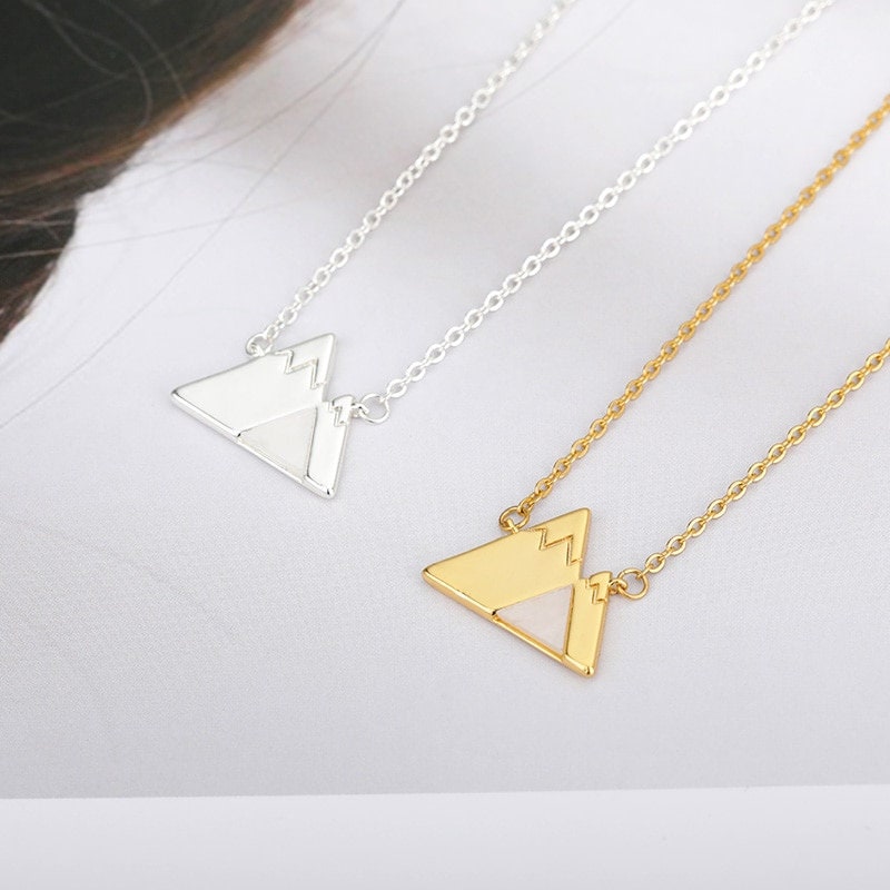 Boho Snowy Mountain Travel Pendant, 18K Gold Layered Yogi Necklace, Dainty Minimalist Jewelry, Delicate Handmade for Women, Gift for Her