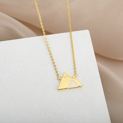 Boho Snowy Mountain Travel Pendant, 18K Gold Layered Yogi Necklace, Dainty Minimalist Jewelry, Delicate Handmade for Women, Gift for Her