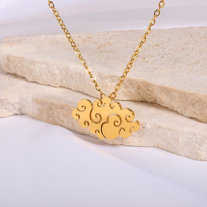 Boho Cute Cloud Pendant, 18K Gold Layered Yogi Necklace, Dainty Minimalist Jewelry, Delicate Handmade for Women, Gift for Her