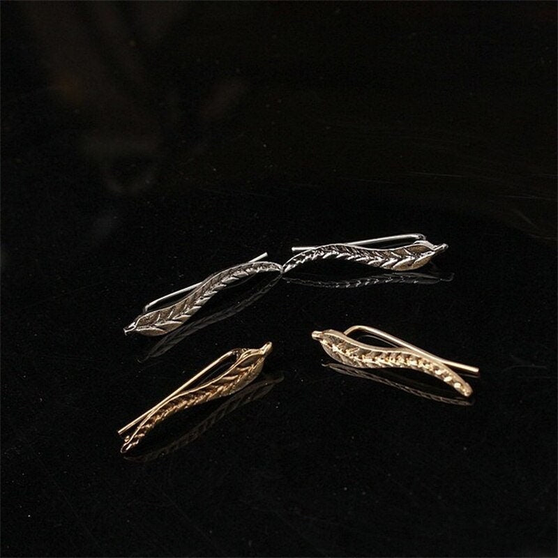 Boho Leaf Studs, 18K Gold Everyday Earrings, Dainty Minimalist Jewelry, Delicate Handmade  for Women, Gift for Her