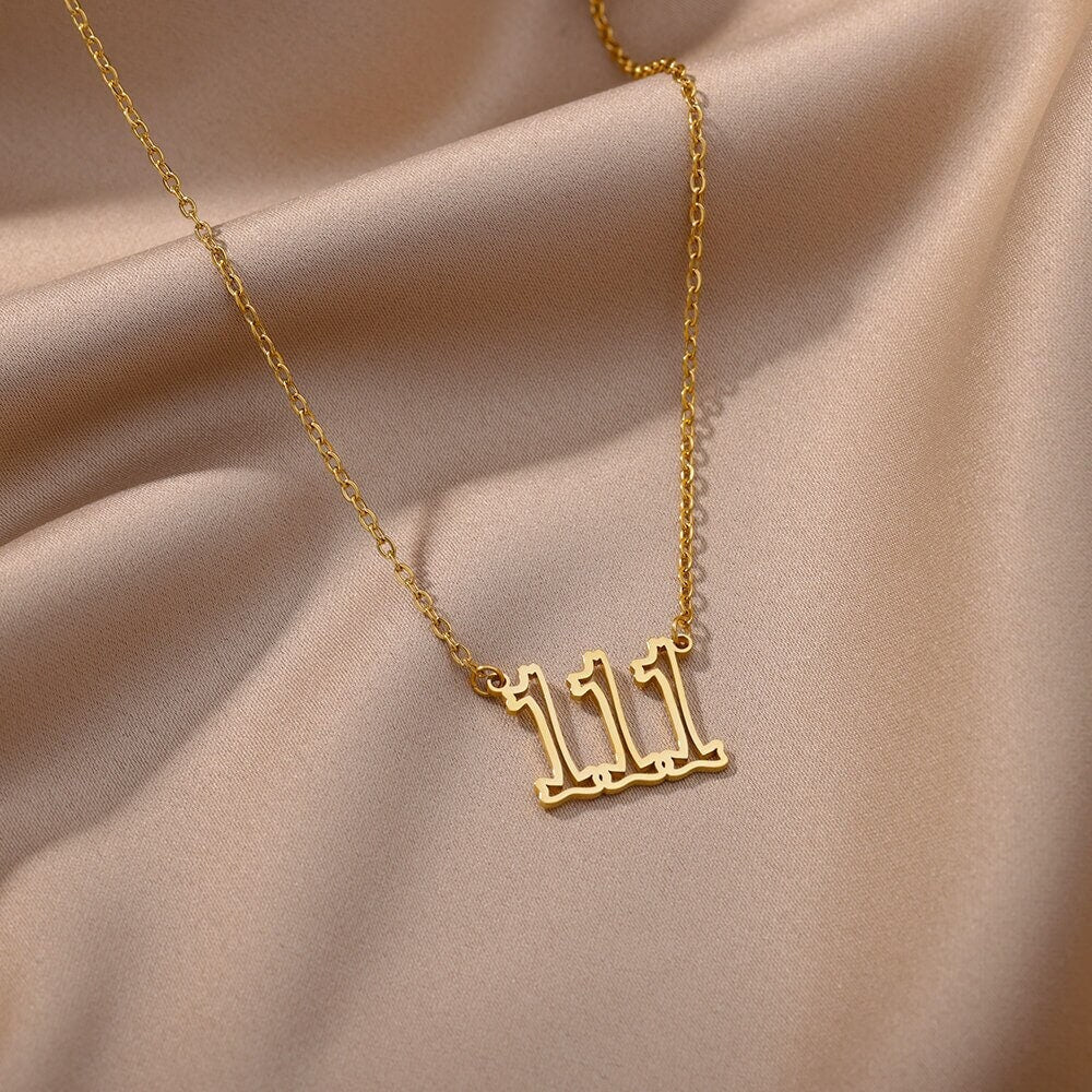 Custom Angel Number Pendant, 18K Gold Layered Personalized Necklace, Dainty Minimalist Jewelry, Delicate Handmade for Women, Gift for Her