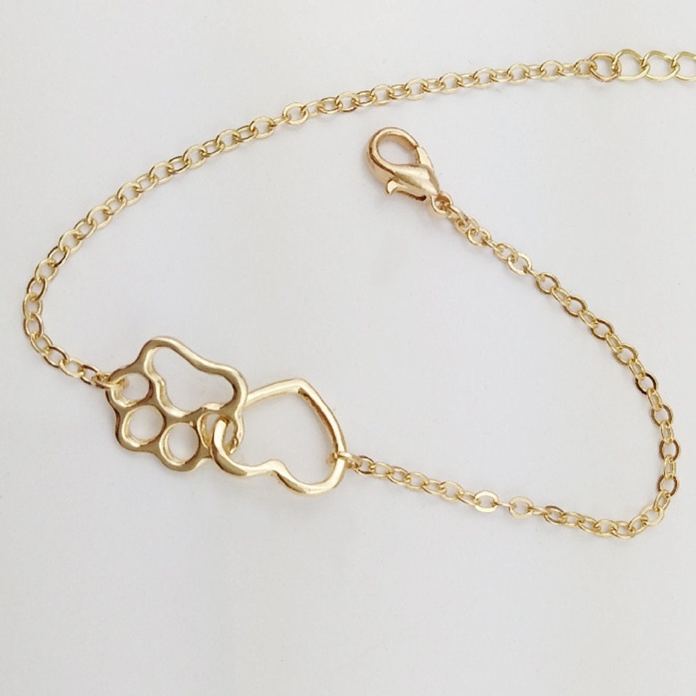 Cute Paw Pet Lovers ,18K Gold Bracelet, Dainty Minimalist Accessories, Delicate Handmade Jewelry for Women, Gift for Her