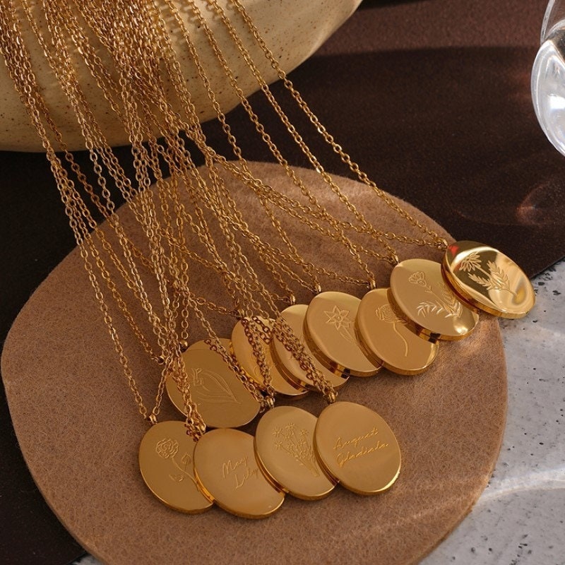 Gold Birth Flower, Flower Birth Month Pendant, 18K Gold Necklace, Dainty Minimalist Jewelry, Boho Delicate Handmade for Women, Gift for Her