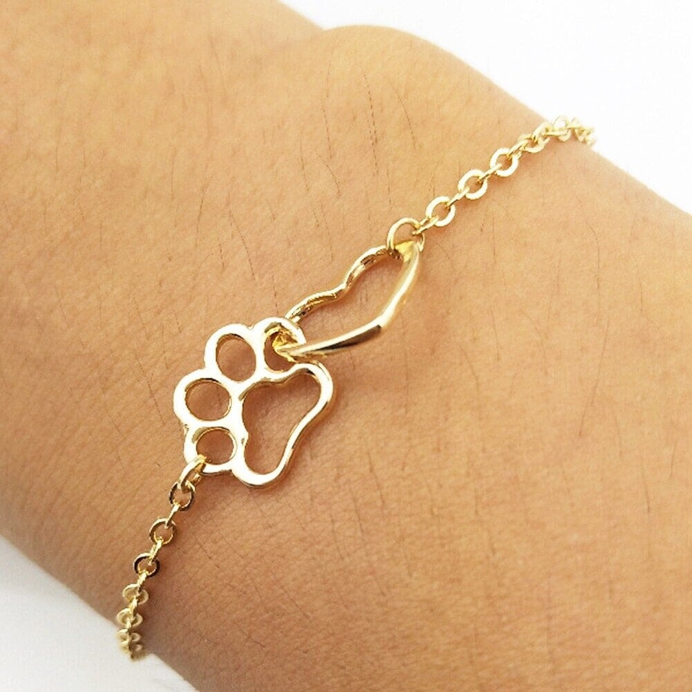 Cute Paw Pet Lovers ,18K Gold Bracelet, Dainty Minimalist Accessories, Delicate Handmade Jewelry for Women, Gift for Her