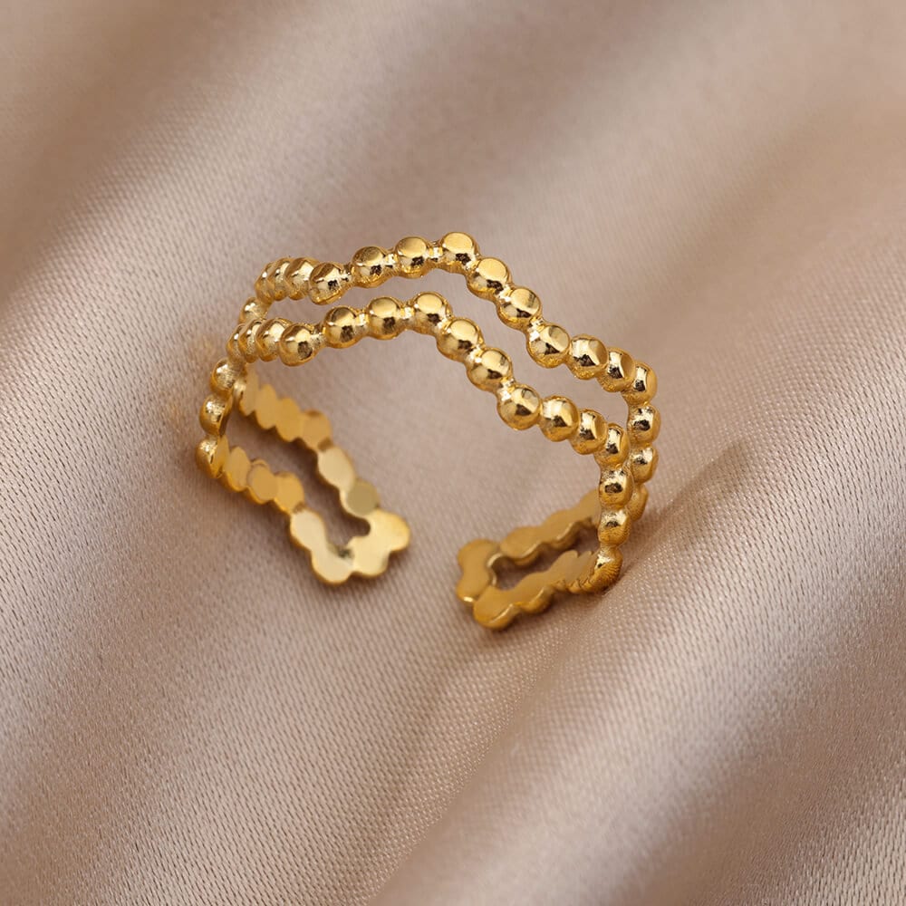 Gold Punk Irregular Beads Ring, Punk Organic Geometric Bead Ring, 18K Gold Ring, Dainty Gothic Jewelry, Punk Delicate Women, Gift for Her