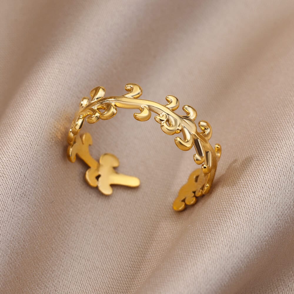 Gold Greek Vines Ring, 18K Gold Vines Ring, Dainty Minimalist, Delicate Handmade Jewelry for Women, Gift for Her