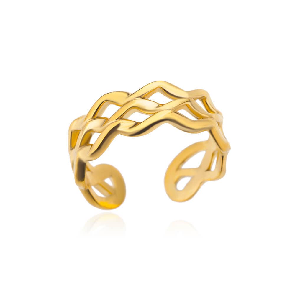 Gold Wavy Ring, Punk Organic Geometric Wavy Ring, 18K Gold Ring, Dainty Jewelry, Punk Delicate Handmade for Women, Gift for Her