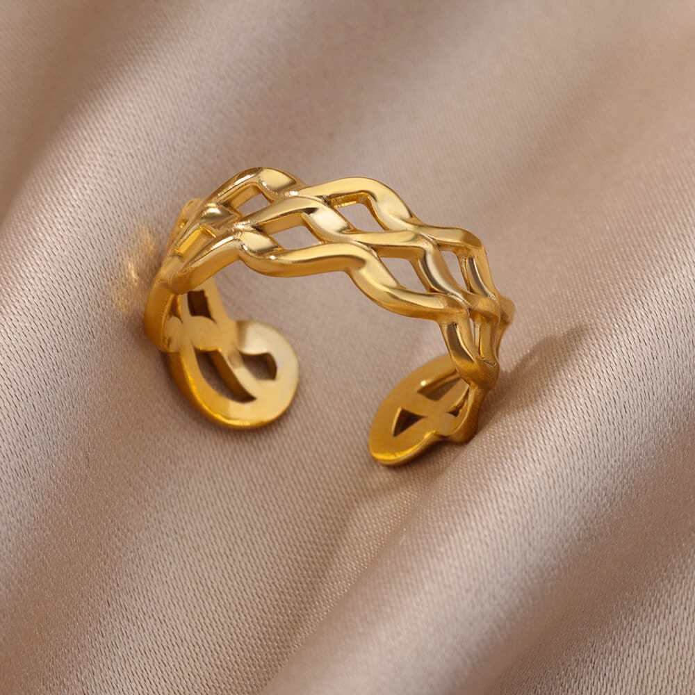 Gold Wavy Ring, Punk Organic Geometric Wavy Ring, 18K Gold Ring, Dainty Jewelry, Punk Delicate Handmade for Women, Gift for Her