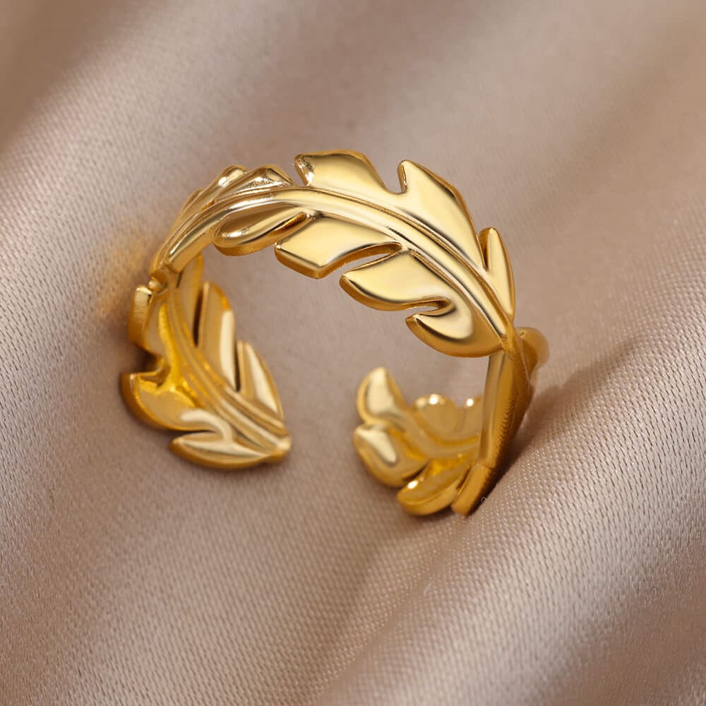 Greek Leaf Ring, Gold Greek Leaves Ring, 18K Gold Ring, Laurel Wreath Ring, Boho Dainty Minimalist Jewelry for Women, Gift for Her