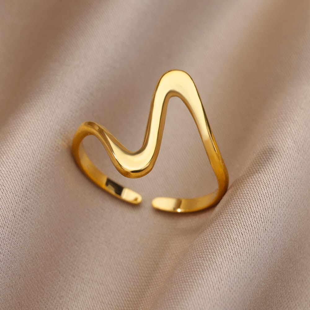 Punk Wavy Ring, Gold Wavy Ring, 18K Gold Wavy Ring, Dainty Waves Ring, Dainty Minimalist Jewelry for Women, Gift for Her