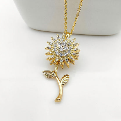 Sunflower Necklace, Gold Sunflower Pendant, 18K Gold Necklace, Dainty Minimalist Jewelry, Boho Delicate Handmade for Women, Gift for Her