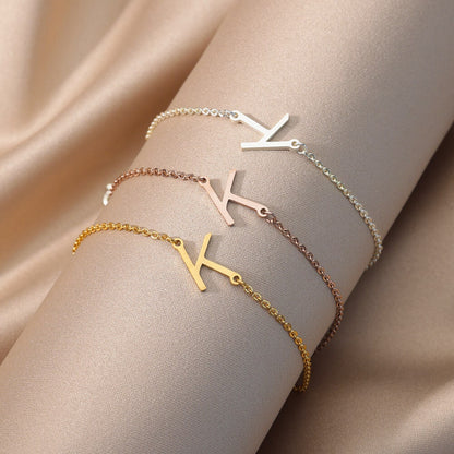 Gold Initial Bracelet, Customized Personalized Bracelet, 18K Gold Letter Bracelet, Dainty Minimalist, Handmade for Women, Gift for Her