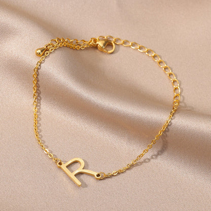 Gold Initial Bracelet, Customized Personalized Bracelet, 18K Gold Letter Bracelet, Dainty Minimalist, Handmade for Women, Gift for Her