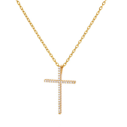 Gold Jesus Cross Necklace, 18K Gold Cross Cubic Zirconia Pendant, Christian Cross, Religious Catholic Jewelry for Women, Gift for Her