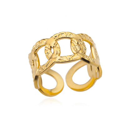 Gold Punk Circle Link Ring, Punk Organic Geometric Link Ring, 18K Gold Ring, Dainty Jewelry, Punk Delicate Handmade for Women, Gift for Her