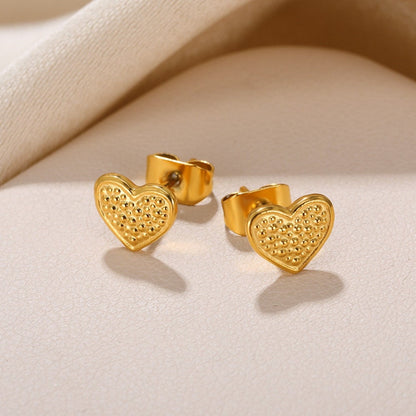 Punk Heart Studs Earrings, Boho Heart Studs Earrings, Gold Heart Earrings, 18K Gold Heart Earrings, Dainty Minimalist, Gift for Her