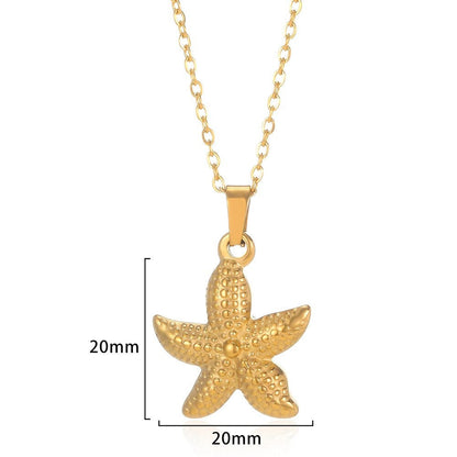 Ocean Starfish Necklace, 18K Gold Starfish Pendant, Beach Tropical Sea Star, Dainty Minimalist Fashion Necklace for Women, Gift for Her