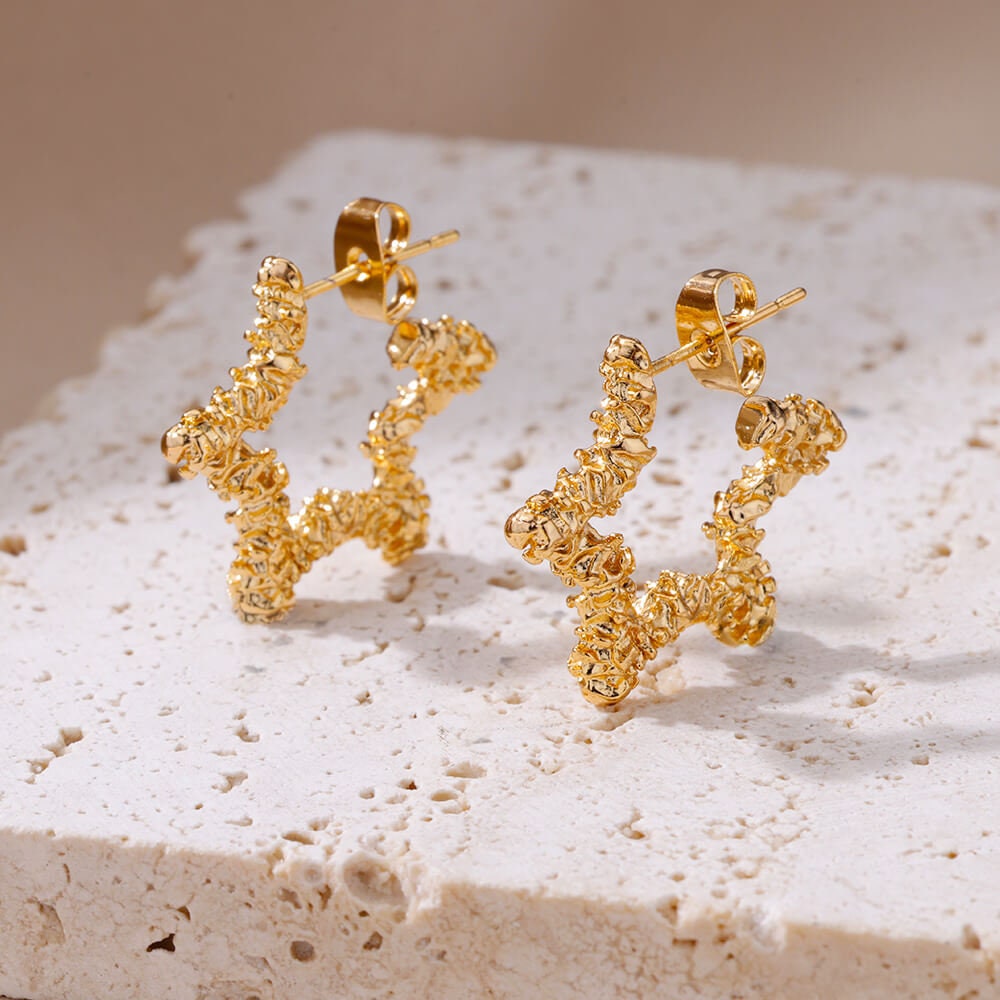 Boho Star Drop Earrings, Gold Star Dangle Earrings, 18K Gold Star Earrings, Punk Star Dainty Minimalist Earrings for Women, Gift for Her