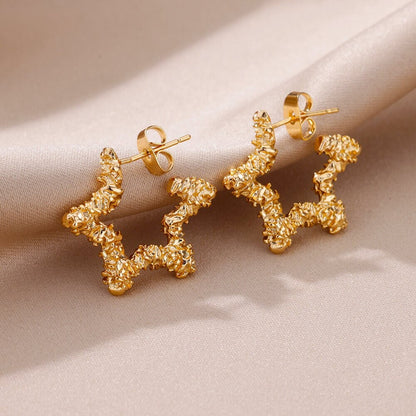 Boho Star Drop Earrings, Gold Star Dangle Earrings, 18K Gold Star Earrings, Punk Star Dainty Minimalist Earrings for Women, Gift for Her