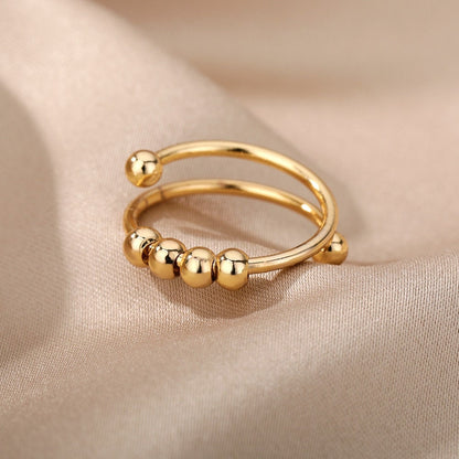 Boho Ball Beads Ring, Gold Ball Beads Ring, 18K Gold Beads Ring, Punk Anti Stress Dainty Minimalist Jewelry for Women, Gift for Her