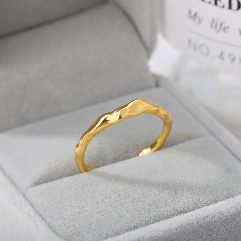 Boho Organic Irregular Ring, Gold Organic Ring, 18K Gold Boho Ring, Punk Organic Dainty Minimalist Jewelry for Women, Gift for Her