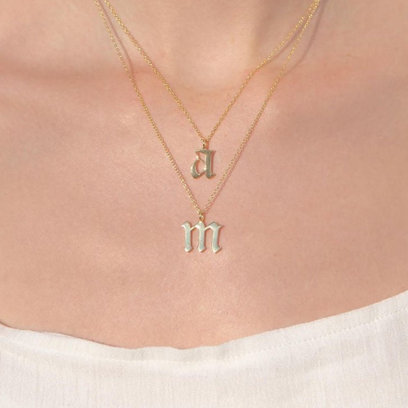 Dainty Initial Pendant, Gold Initial Necklace, 18K Gold Letter Pendant, Boho Dainty Minimalist Letter Initials for Women, Gift for Her