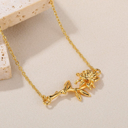 Punk Rose Pendant, Boho Rose Pendant, Gold Rose Pendant, 18K Gold Flower Necklace, Dainty Minimalist for Women, Gift for Her