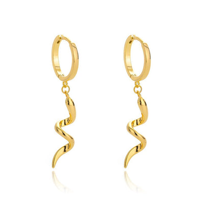 Punk Dainty Snake Twist Earrings, Gold Snake Twist Drop Earrings, 18K Gold Snake Hoops, Minimalist Twisted Earrings for Women, Gift for Her