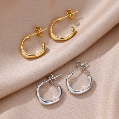 Dainty Gold Hook Earrings, Punk Round Curved Drop Earrings for Women, 18K Gold Plated Curve Earrings, Punk Dainty Minimalist, Gift for Her