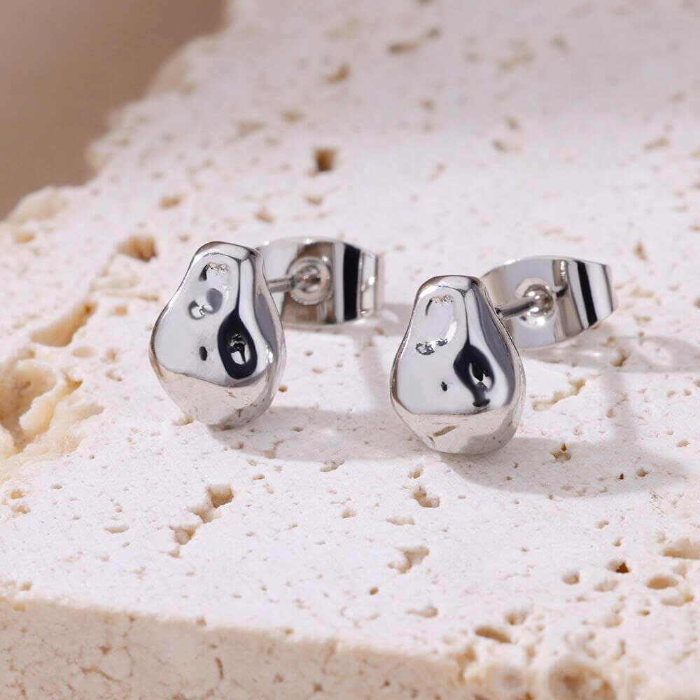 Boho Dainty Organic Stud Earrings, Gold Punk Irregular Studs, 18K Gold Plated Earrings, Minimalist Luxury for Women, Gift for Her