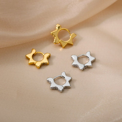 Punk Spiked Star Earrings, Gold Star Earrings, 18K Gold Spike Earrings, Cubic Zirconia Dainty Minimalist Earrings for Women, Gift for Her