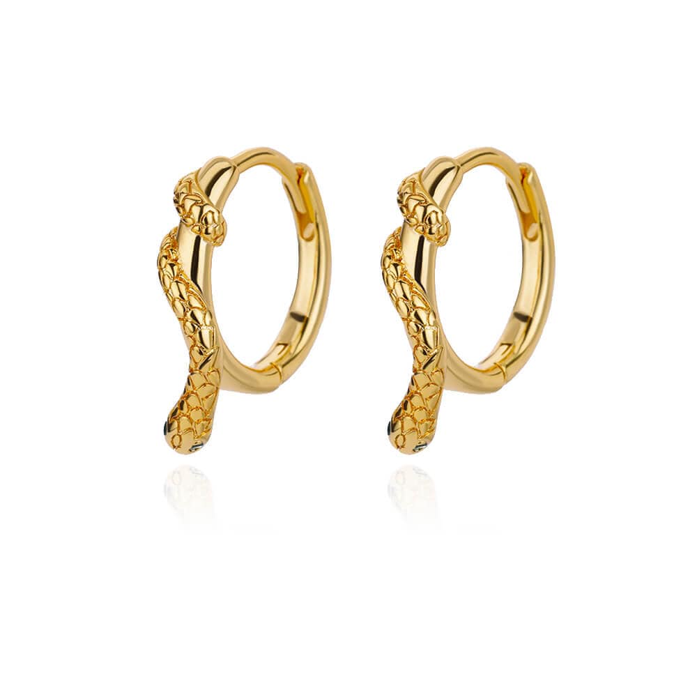 Punk Snake Hoop Earrings, Dainty Snake Hoop Earrings, 18K Gold Snake Earrings, Gothic Snake Minimalist Earrings for Women, Gift for Her