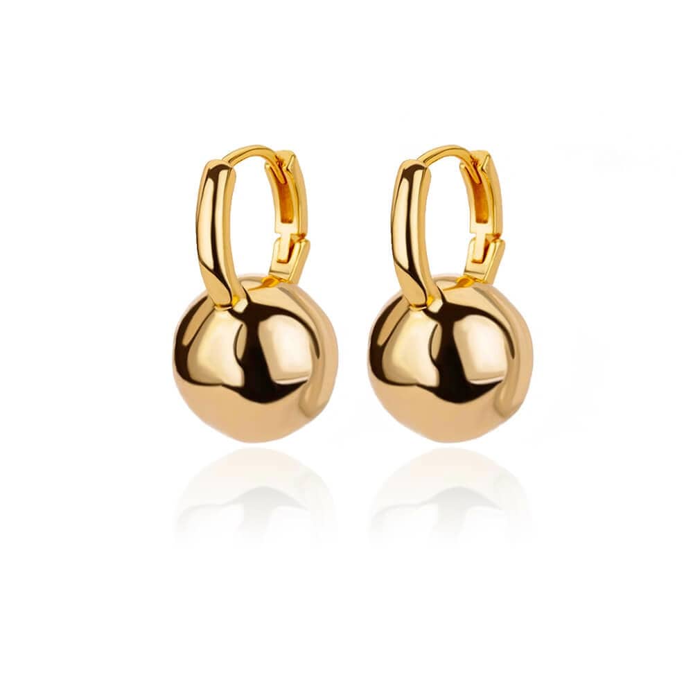 Dainty Ball Drop Earrings, Gold Ball Dangle Earrings, 18K Gold Ball Hoops, Punk Dainty Boho Minimalist Hoops for Women, Gift for Her