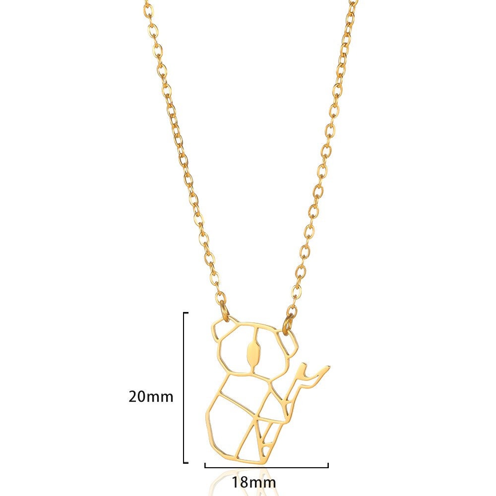 Punk Cute Abstract Koala Pendant, Gold Koala Necklace, 18K Gold, Origami Dainty Minimalist Koala Jewelry for Women, Gift for Her