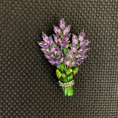 Boho Purple Lavender Brooch, Dainty Crystal Flower Brooch Pin, Romantic Floral Crystal Cubic Zirconia Pin for Women, Gift for Her