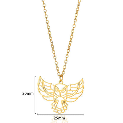 Punk Cute Abstract Mystic Owl Pendant, Gold Owl Necklace, 18K Gold, Origami Dainty Minimalist Mystical Owl Jewelry for Women, Gift for Her