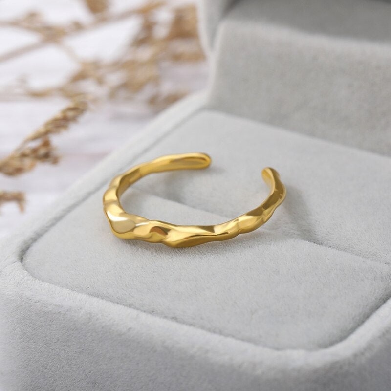 Boho Organic Irregular Ring, Gold Organic Ring, 18K Gold Boho Ring, Punk Organic Dainty Minimalist Jewelry for Women, Gift for Her