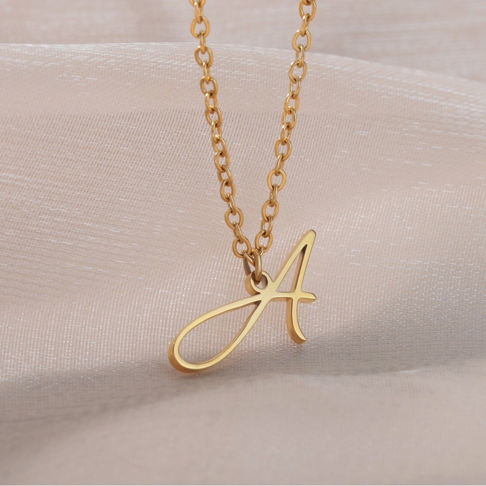 Dainty Minimalist Initial Letter Pendant, Gold Dainty Letter Necklace, 18K Gold Initial Pendant, Boho Punk Jewelry for Women, Gift for Her