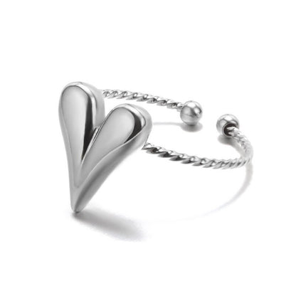 Punk Heart Ring, Organic Heart Ring, Gold Heart Ring, 18K Gold Heart Adjustable Ring, Boho Dainty Minimalist Ring for Women, Gift for Her
