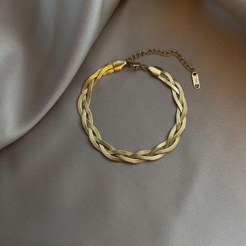Boho Snake Wrap Bracelet, Gold Snake Chain Bracelet, 18K Gold Mesh Braided Bracelet, Dainty Minimalist for Women, Gift for Her