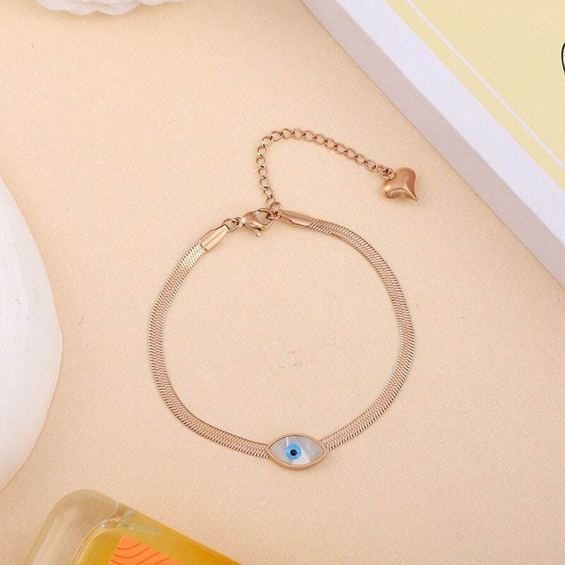 Punk Evil Eye Bracelet, Gold Evil Eye Snake Bracelet, 18K Gold Snake Bracelet, Gothic Protection Amulet Dainty Minimalist, Gift for Her